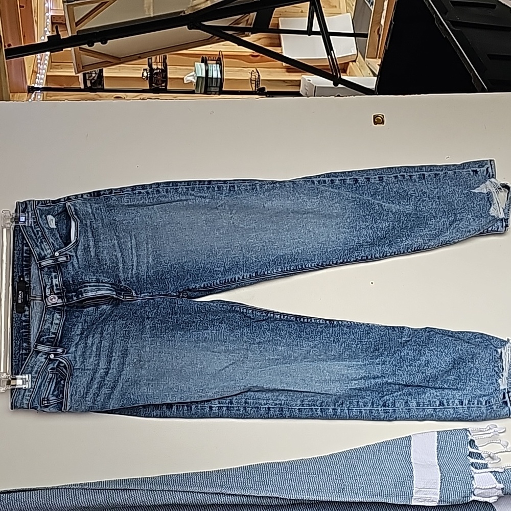 Hudson distressed/destroyed loose fit jeans